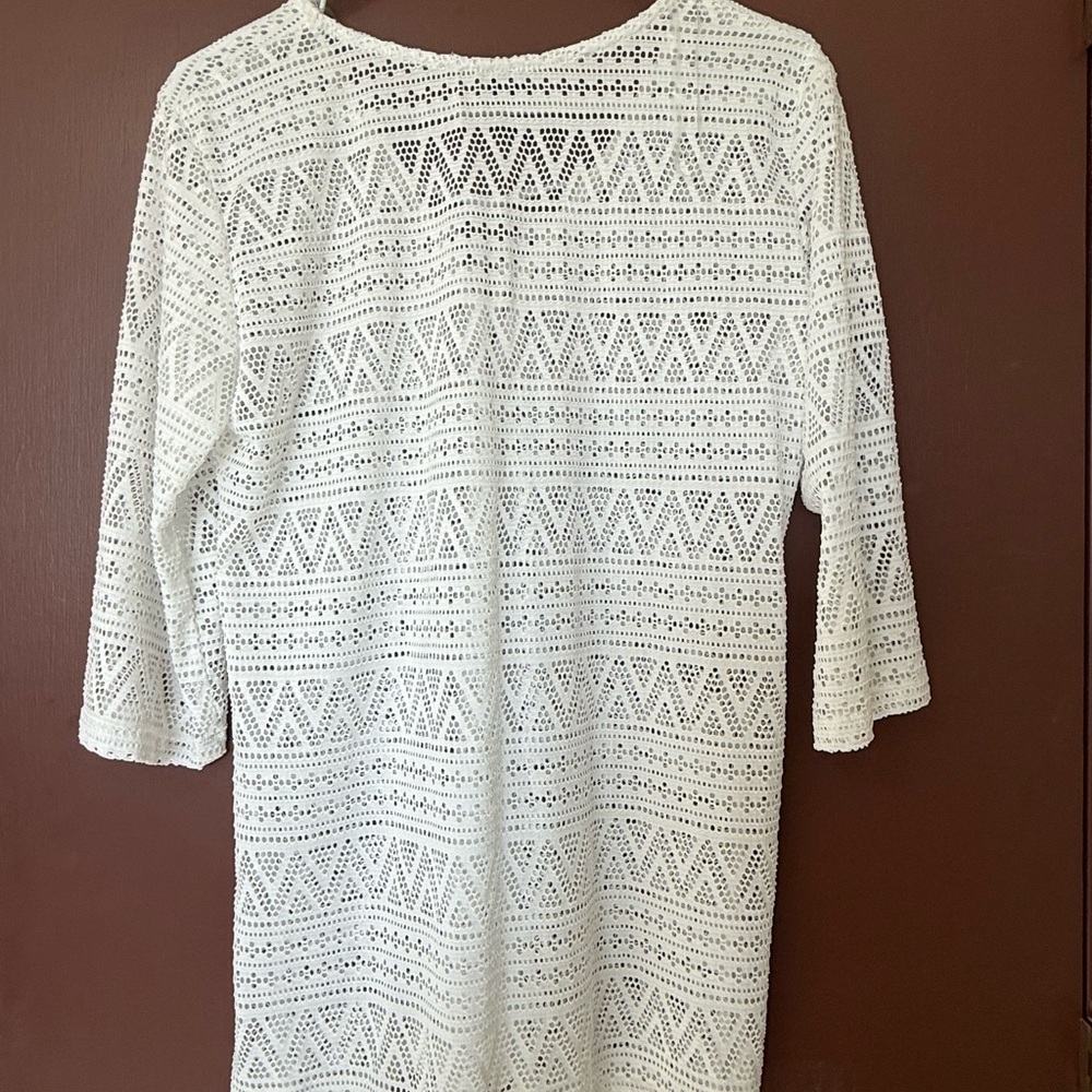 Swim Cover-Up Tunic Crocheted Style Womens Medium - Picture 7 of 9